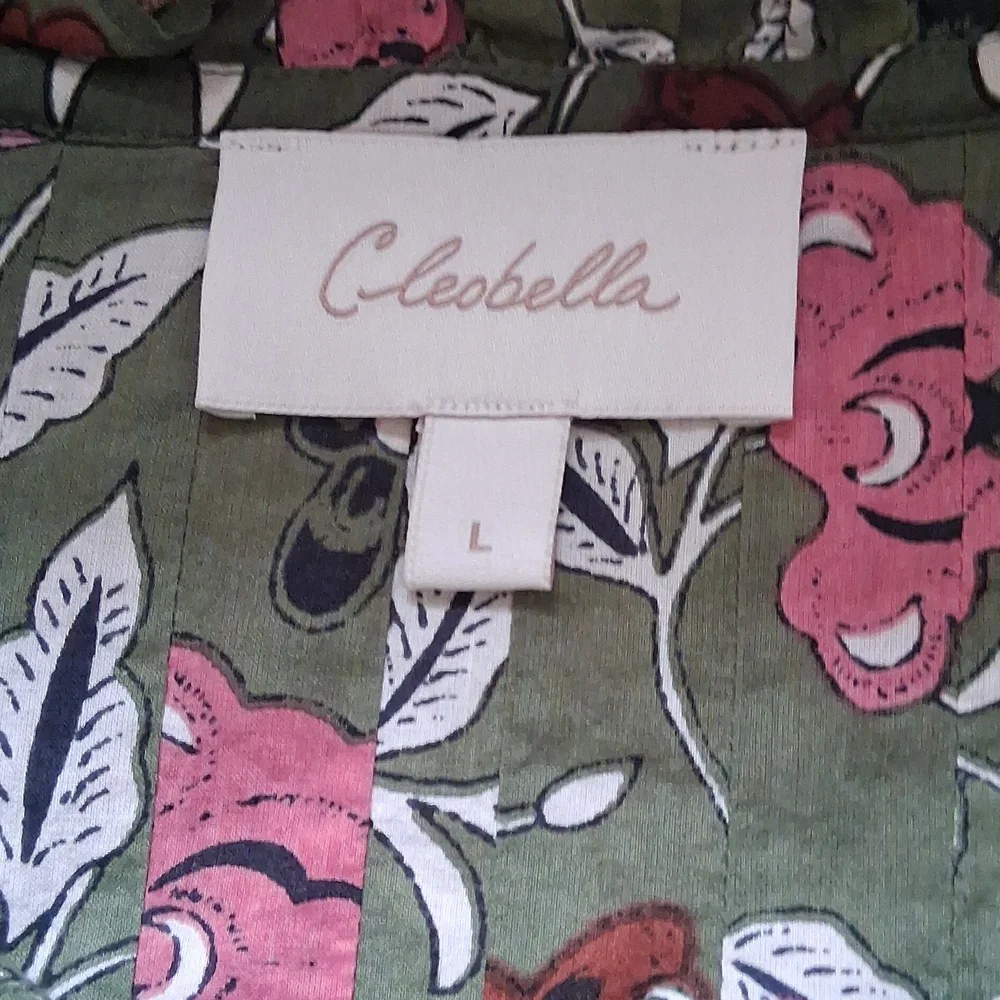 Cleobella Olive Green Floral Tie-Neck Blouse - Picture 4 of 10